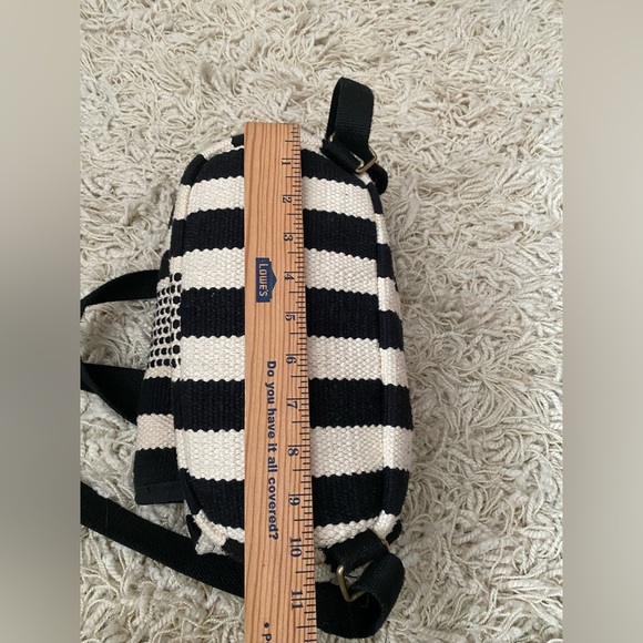 Universal Thread Black & Cream Striped Pointed Flap Woven Backpack - Picture 3 of 12